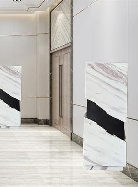 黑白根大理石酒店雕塑装饰品摆台底座客厅艺术品展示创意时尚摆台