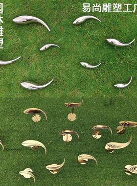 不锈钢鱼雕塑售楼处池塘水景户外景观抽象创意墙面装饰摆件定制