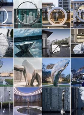 不锈钢雕塑定制大型户外镜面圆环鹿金属发光镂空学校园林广场摆件