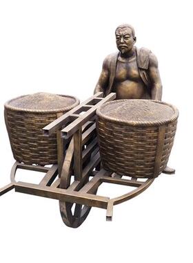 玻璃钢仿铜农耕牛拉犁雕塑户外新农村园林大型铸铜人物定制摆件