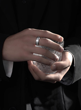 韩系雾凇纹路戒指男女ins个性