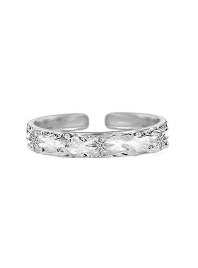 黑白星芒开口情侣合金戒