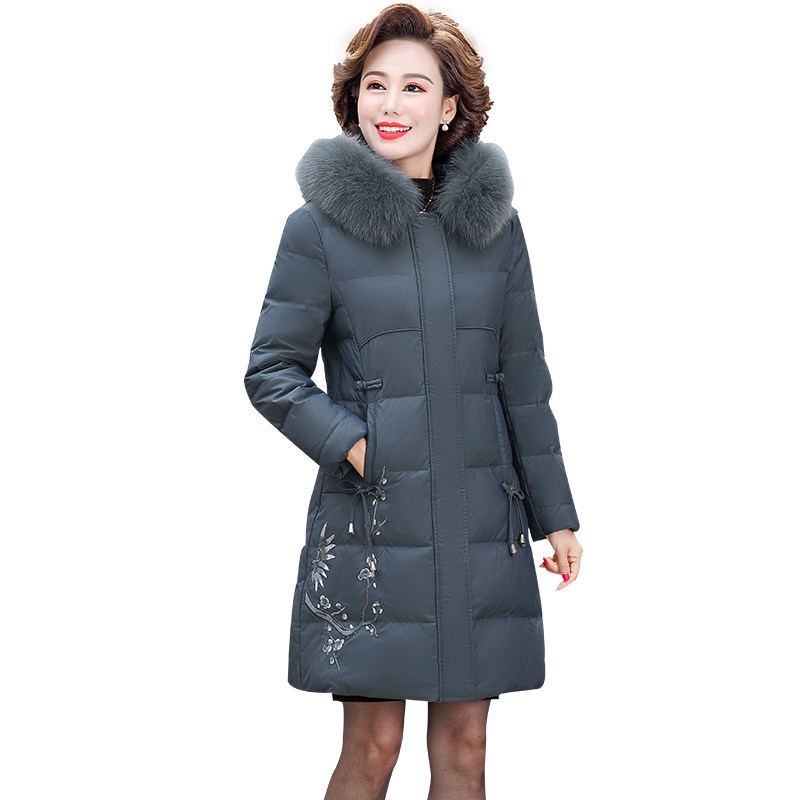 中年妈妈装中长款40岁50冬季白鸭绒 书巷中老年女装