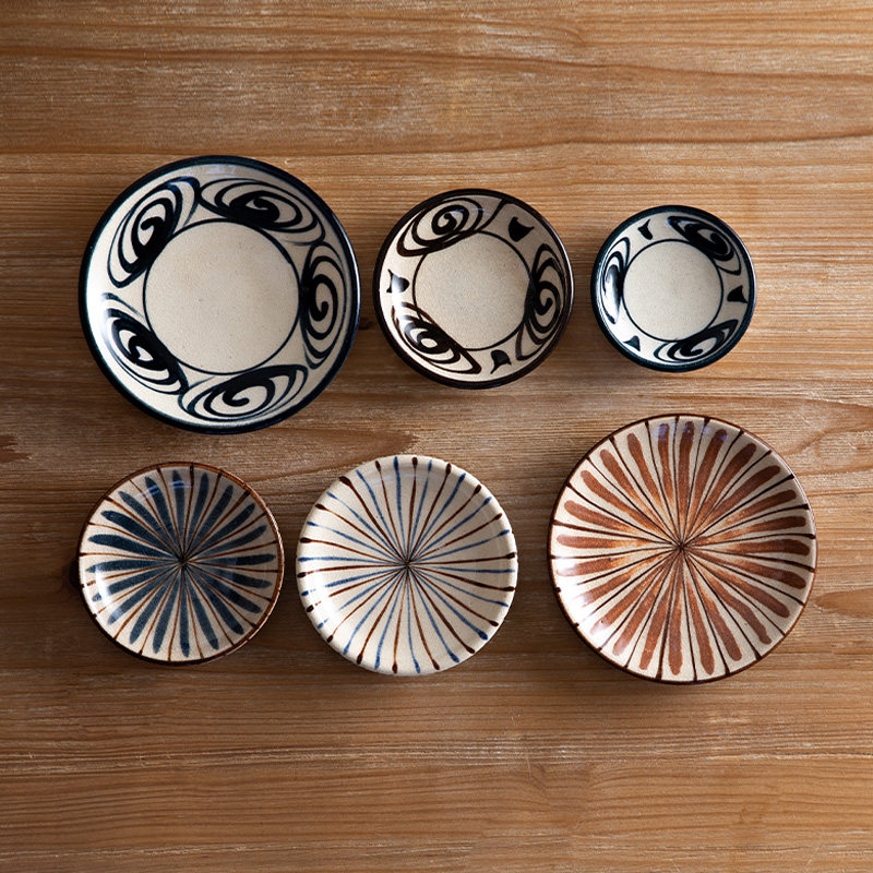 濑户本业窑日本进口濑户烧酱料碟日式陶瓷碟子马目纹复古豆皿,淘宝优惠券,粉丝福利购,淘宝优惠卷