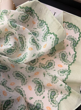 春秋季新款卡通刺猬棉麻小方巾丝巾女护颈领巾百搭韩版装饰小领巾
