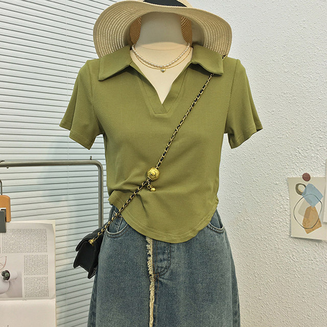 Short sleeve commuting regular arc hem cotton women's