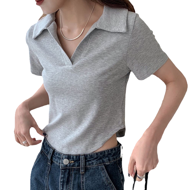 Short sleeve commuting regular arc hem cotton women's