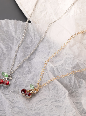 New Cute Red Cherry Necklace Accessories Women's European饰