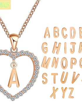 Simple fashion diamond peach heart letter love necklace new