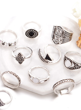Fashion retro ring set women/rings alloy inlaid accessories