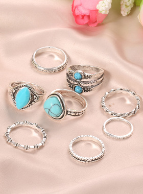 New Jewelry Fashion Turquoise Joint Set Ring/Ring民族风戒指
