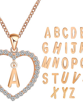 New diamond studded letter heart necklace women 欧美字母项链
