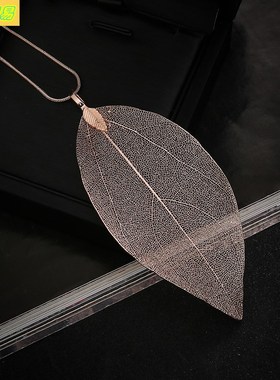 Leaf specimen necklace personality simple leaf sweater chain