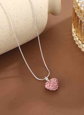 爱心水钻蛇骨链项链项饰厂家直销