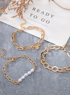 链条多层可调节3件套装手链手饰