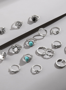 石指环个性乌龟花卉组合16件套女