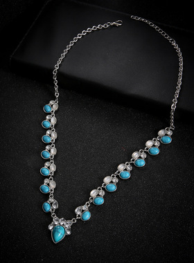 Green Pine Stone Bohemia exaggeration New Necklace Set 项链