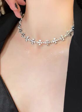 Autumn here cross chain necklace women cold neck chain项链女