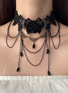 Halloween Lolita Accessories Lace Flower Necklace Women's