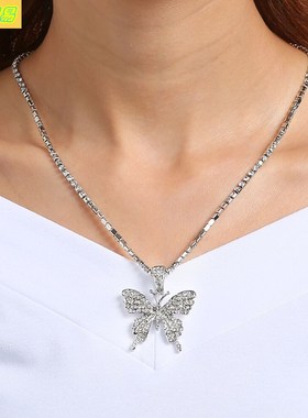 claw chain inlaid butterfly female necklace choker torque 女