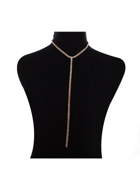 女项链Jewelry Artificial diamond long necklace tassel choker