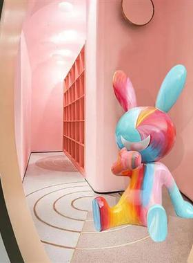 玻璃钢手绘卡通兔子大摆件花园景区装饰商场工艺品雕塑定制