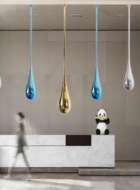 抽象吊装水滴雕塑不锈钢挂饰售楼处商城展厅酒店落地摆台装置摆件