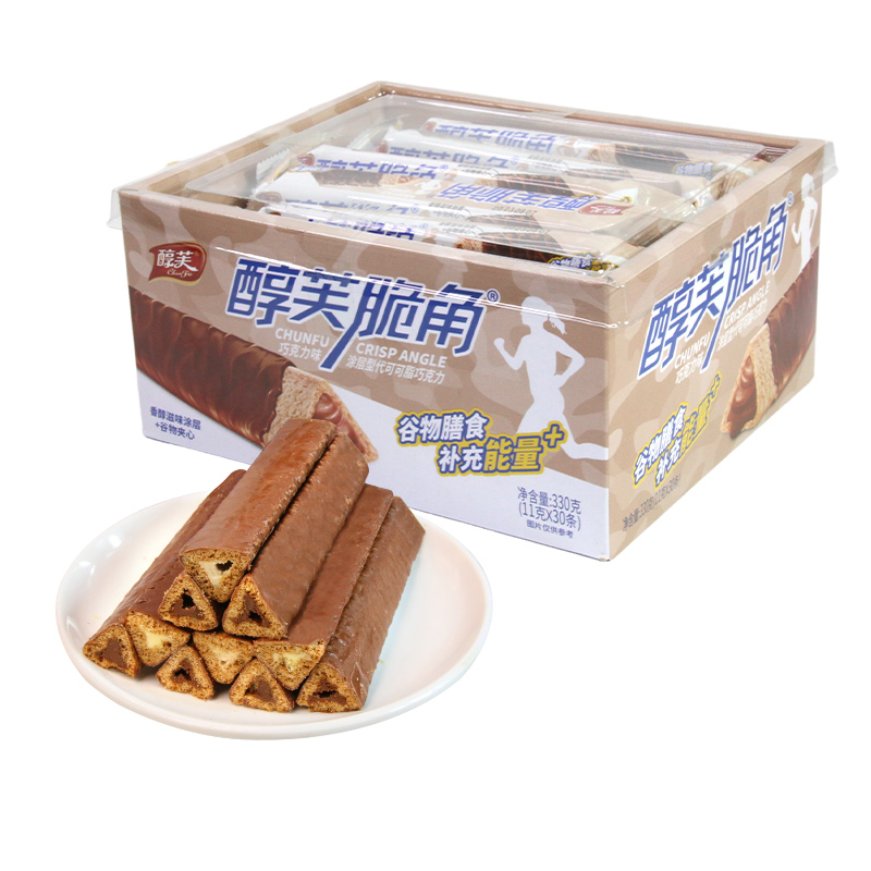 醇芙脆角熔岩三角酥可麦巧克力棒谷物夹心威化休闲饼干网红小零食