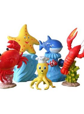 海洋生物系列玻璃钢摆件鲤鱼螃蟹龙虾雕塑园林景观海洋馆景区装饰