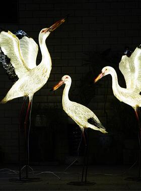 室外水景仿真白鹭雕塑户外玻璃钢白鹤摆件水池景观仙鹤装饰鸟模型