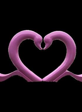 抽象爱心摆件户外玻璃钢天鹅雕塑园林景观旅游景区拍照美陈道具