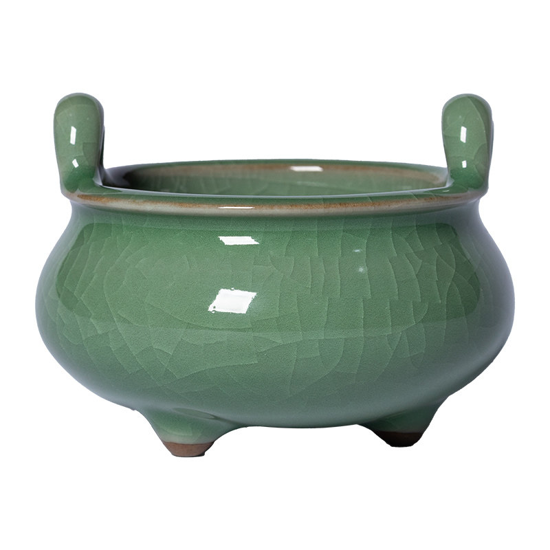 空山新雨复古龙泉青瓷三足香炉陶瓷小号家用香薰供佛创意茶道摆件,淘宝优惠券,粉丝福利购,淘宝优惠卷