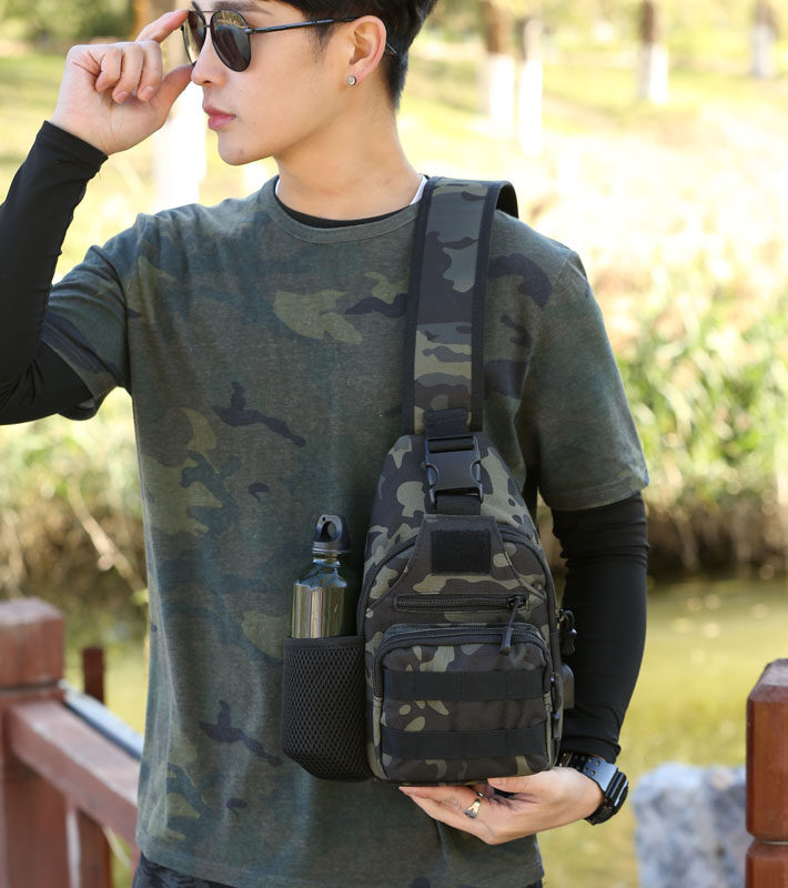 胸包男士单肩新款户外钢珠斜挎包 诗立柏箱包男士包袋