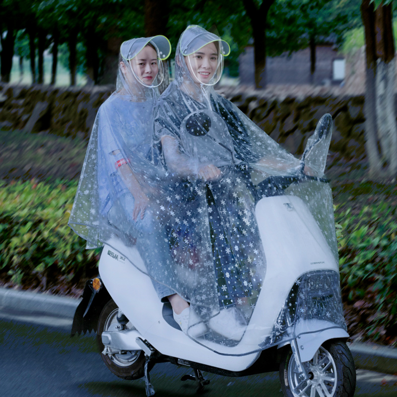 透明防粘加厚加大双人成人母子电动雨服摩托车学生儿童雨披雨衣小_居家日用