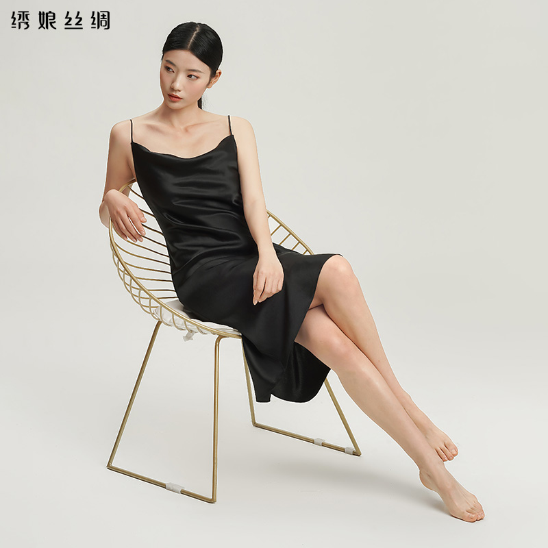 绣娘丝绸(预售)新款桑蚕丝可吊带裙 绣娘丝绸睡裙