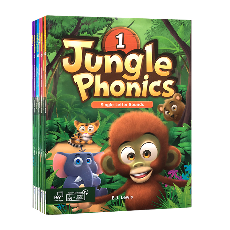 美国Compass自然拼读少儿英语教材 丛林自然拼读 Jungle Phonics 1 2 3 4级 学生教材套装 幼儿启蒙英语26个字母发音教材 - 图3