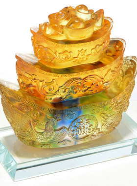 闯隆琉璃吉祥摆件黄金万两装饰品