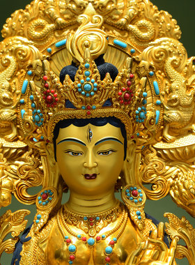 闯隆15寸白度母铜像雕像摆件