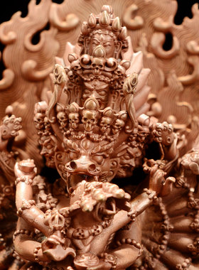 闯隆紫铜大威德金刚装饰摆件4寸