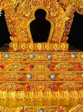 闯隆铜雕花八塔摆件45cm高