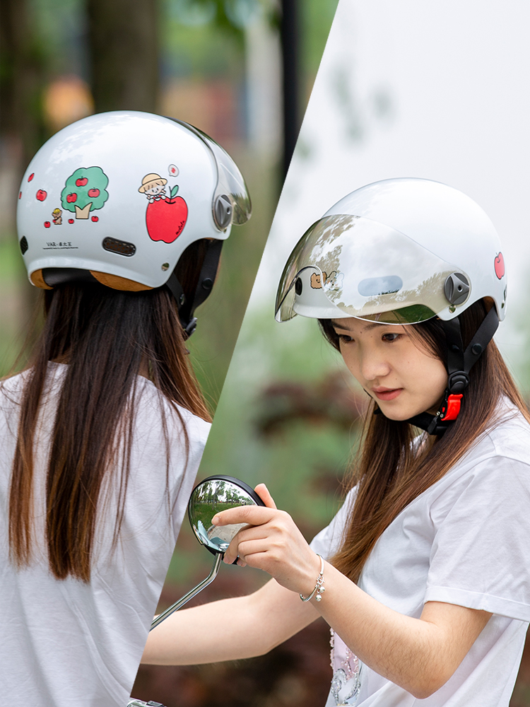 VAR新国标3C认证卓大王电动摩托车头盔男女士半盔夏季防晒安全帽 - 图3