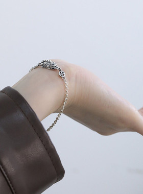 925银线条手链女中性风手环潮流港风高级感小众设计手环