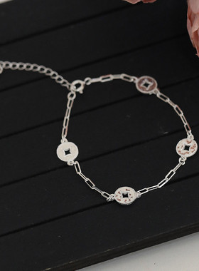 925银钱币手链女民族风手环潮流港风高级感小众设计手环