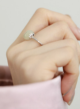 民族风戒指女925银和田玉