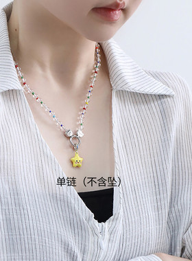 925银水晶小熊项链女高级感小众设计链子INS风首饰小众设计