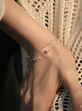 925银算盘珠双层手链女2025年复古轻奢高级感百搭手环饰品