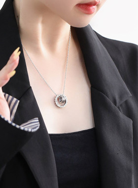925银圆环项链女中性风锁骨链女轻奢高级感小众设计链子毛衣链