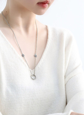 925银圆环项链女休闲风锁骨链女轻奢高级感小众设计链子毛衣链