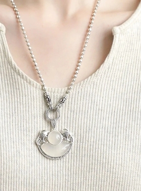 轻奢设计感S925银冰透吊坠项链女