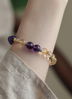 玄学旺财925银复古貔貅紫水晶圆珠手链女轻奢高级感国风新中式